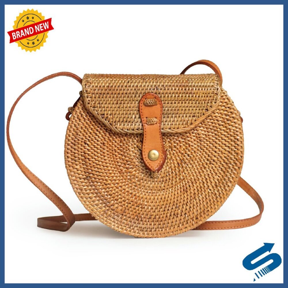 Handmade Rattan Crossbody Bag, Woven Straw Purse, Boho Style